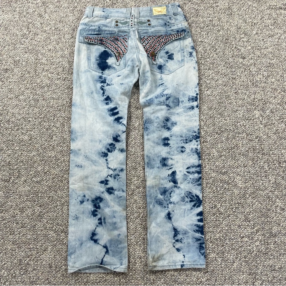 Robin's Jean Men's Straight Tie-Dye Light Blue Jeans. Size 32